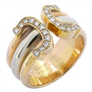 CARTIER 18k Gold Diamond 2C Ring #52